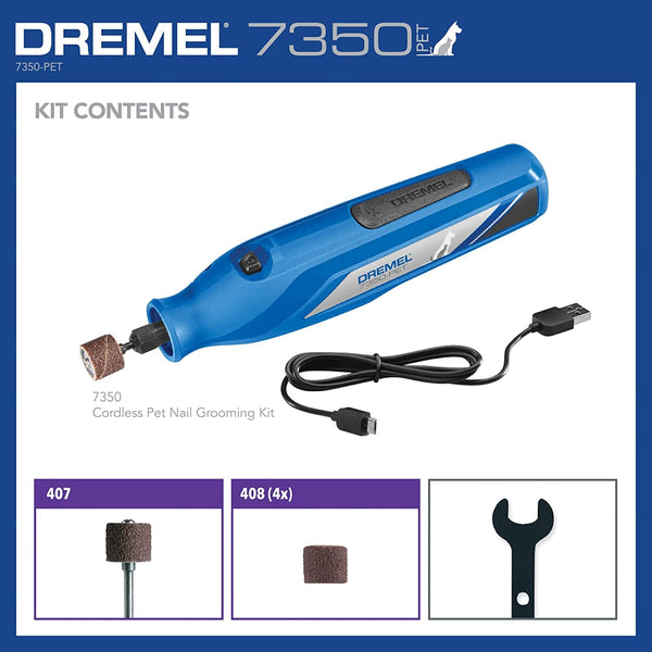 Dremel 7350-PET 4V Pet & Dog Nail Grinder, Easy-To-Use & Safe Nail Trimmer, Professional Pet Grooming Kit - Works on Large, Medium, Small Dogs & Cats7