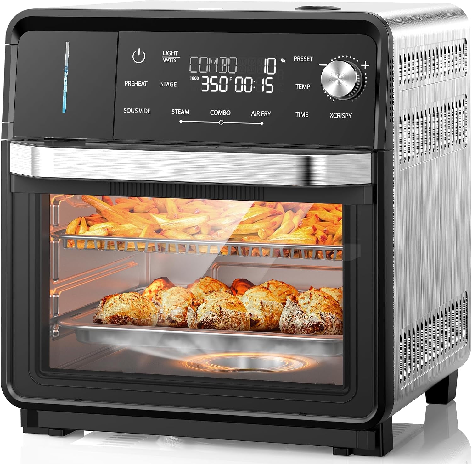 nuwave-combi-steam-oven-non-toxic-stainless-steel-multi-cooker-16-quarts-air-fry-sous-vide-toast-more-50-450-f-precision-120-presets-moisture-control-programmable-easy-to-clean