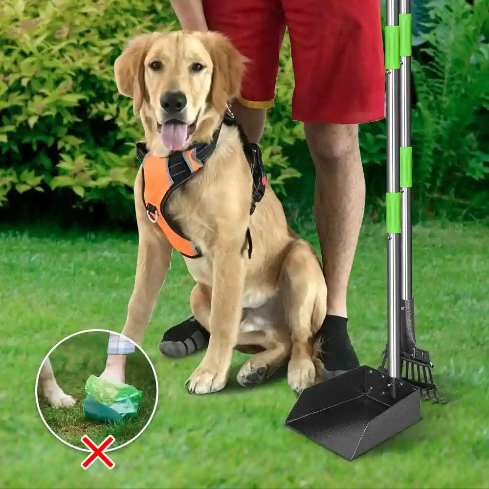tooge-pooper-scooper-dog-pooper-scooper-long-handle-stainless-metal-tray-and-rake-for-medium-small-dogs-heavy-duty-pet-supplies-to-use-for-grass-dirt-or-gravel
