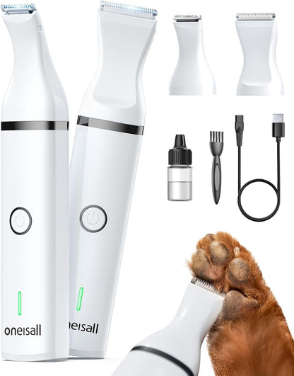 Oneisall Dog Paw Trimmer, Small Dog Clippers with Double Blades | Low Noise, Gentle Skin-Friendly Design, Cordless Precision Pet Hair Trimmer for Grooming, for Paws, Eyes, Ears, Face, Rump1