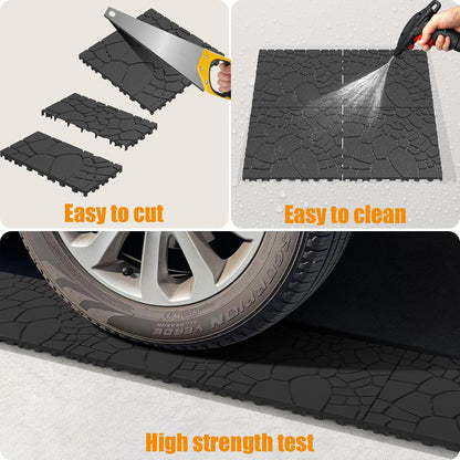 44-Pack Interlocking Deck Tiles, 12"X12" Stone Texture PP Waterproof Flooring, All-Weather Anti-Slip Patio Tiles for Indoor/Outdoor,Poolside, Garden, Balcony, Patio,Easy DIY Installation,Gray3