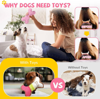 BAEJMJK 6 Pack Puppy Teething Toys Pink Small Breed Dog Chew Toys with Rope Cute Soft Rubber Puppy Toys Set for Cleaning Teeth Interactive Pet Doggy Bone Toys5