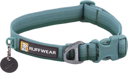 Ruffwear, Front Range Dog Collar, Adjustable Tubelok Webbing, Lightweight, Side Release Buckle, Aluminum V-Ring, Durable for Everyday Use, River Rock Green, 14"-20"1