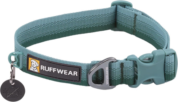 Ruffwear, Front Range Dog Collar, Adjustable Tubelok Webbing, Lightweight, Side Release Buckle, Aluminum V-Ring, Durable for Everyday Use, River Rock Green, 14"-20"1