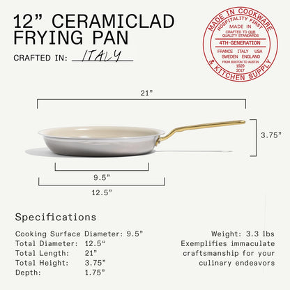 Made in Cookware - 12" Ceramic Non Stick Frying Pan (Antique Brass Handle) - 5-Ply Stainless Clad with Stay-Cool Handle - Professional Cookware - Crafted in Italy - Induction Compatible3
