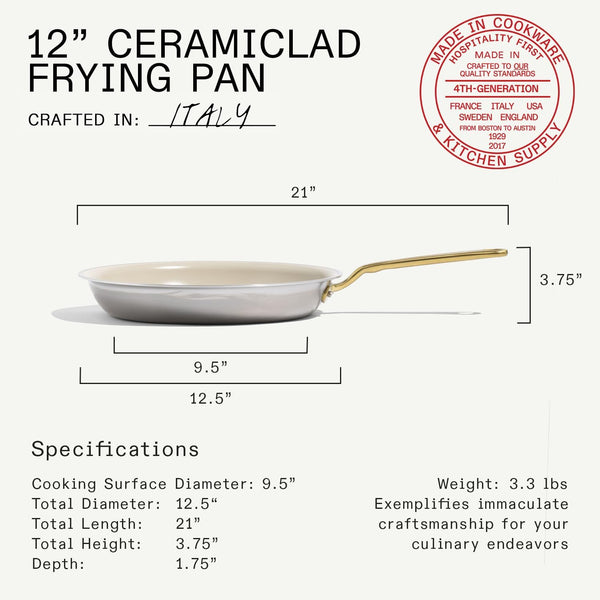 Made in Cookware - 12" Ceramic Non Stick Frying Pan (Antique Brass Handle) - 5-Ply Stainless Clad with Stay-Cool Handle - Professional Cookware - Crafted in Italy - Induction Compatible3