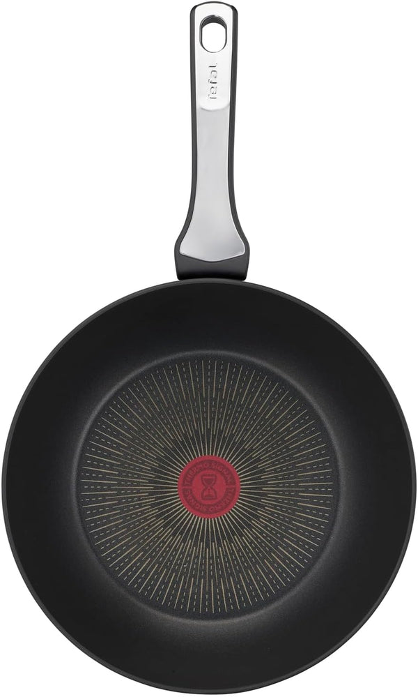 Tefal Unlimited On, Premium Cookware, 28 Cm Wok Pan, Uk'S Longest Lasting Non-Stick, Frying Pan, Heat Indicator, Induction Hob Compatible, Dishwasher Safe, Aluminium, Black, G25919AZ2