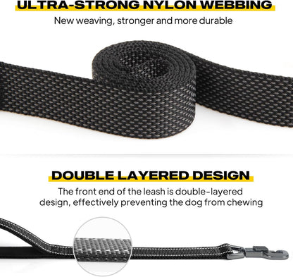 Fida 4 FT Heavy Duty Dog Leash with 2 Comfortable Padded Handles, Traffic Handle & Advanced Easy Snap Hook, Reflective Walking Lead for Large, Medium & Small Breed Dogs (4 FT X 1" Wide, Black)3