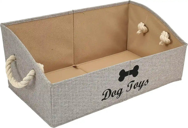 Morezi Large Dog Toy Bin Puppy Shallow Toy Basket Dog Toy Storage Perfect for Living Room Playroom Closet Home Organization - Grey Canvas11