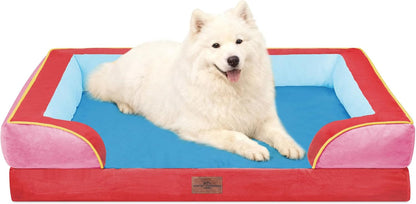 Comfort Expression Orthopedic Dog Bed for Extra Large Dogs with Bolster | Waterproof Dog Couch Bed with Washable Cover & Non-Slip Bottom, Supportive Egg Crate Foam XL Pet Bed, 42X30 Inch119