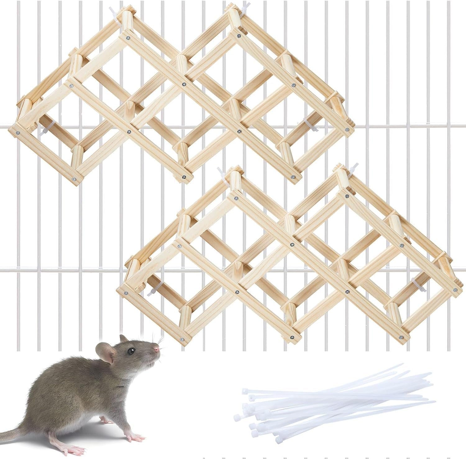 kiln-dried-wood-rat-climb-toy-hanging-cage-ladder-activity-m-1pc-natural-rat-cage-bridge-multiple-openings-directional-ramps-offer-challenges-to-satisfy-rats-instincts-for-explore-play