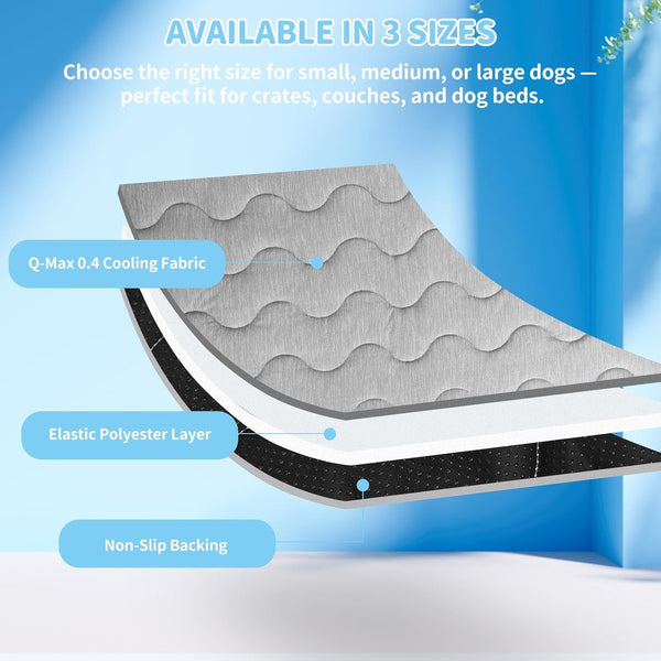 Dog Cooling Mat Q-Max>0.4 39.4" *27.6" Self Cool Pad for Dogs and Cats with Anti-Slip Bottom, Washable Portable Pet Sleeping Pad for Summer，Larger Size Grey3