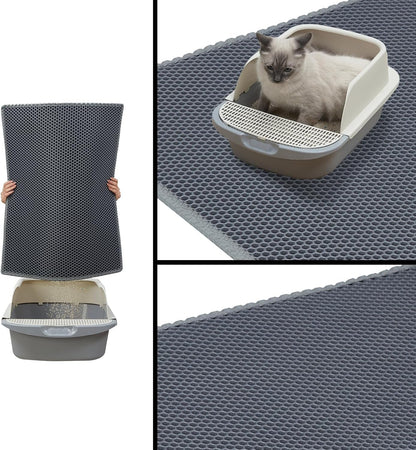 Cat Litter Mats (2-Pack) 24" X 15", Litter Box Mats with Double Layers, Urine-Proof and Non-Slip Litter Trapping Mats, Easy Clean Leakproof , Soft EVA Durable Anti-Scratch Kitty Litter Mat, Grey5