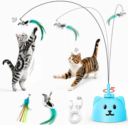 Interactive Cat Toys for Indoor Cats: Automatic Flying Bird Cat Toy with 360° Feather Wand, Strong 8Cm Suction Cup, USB Rechargeable Self-Play Cat Toy for Bored Kittens & Adult Cats11
