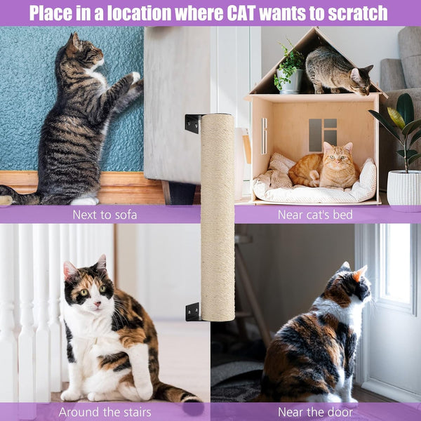 BEBOBLY Wall Mounted Cat Scratching Post for Indoor Cats | Kitten Wall Shelves Climbing Furniture| Sisal Rope Cat Claw Scratcher Tree | Solid Wooden Walkway for Cage Mounted Climbing Relaxing5