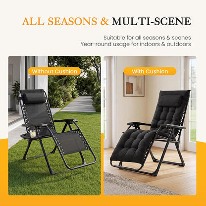 Zero Gravity Chair, Folding Patio Recliner with Cup Holder Trays | Portable Patio Chairs, Lounge Chair for Outdoor, Indoor, Beach, Pool, Camping, Balcony, Porch, Black5