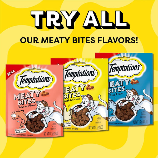 Temptations Meaty Bites Savory and Soft Cat Treats, Chicken Flavor, 4.12 Oz | Real Meat, High Protein, under 2 Calories per Treat, Resealable Stay-Fresh Pouch, Use as Snack or Food Topper10