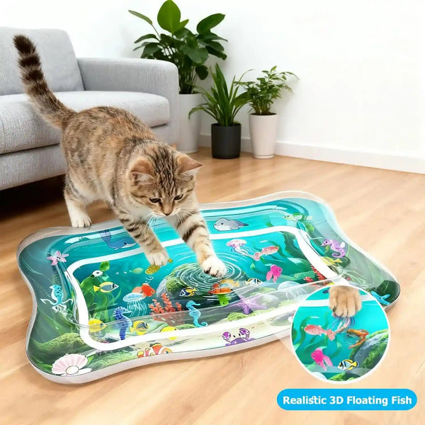 Interactive Cat Toy for Indoor Cats, Upgraded Cat Water Mat, Thickened Water Sensory Play Mat with Fish, Enrichment Stimulating Toy for Bored Adult Kitten Cats to Exercise, Hunting | Thickened Water Sensory Play Mat with Fish, Enrichment Stimulating Toy for Bored Adult Kitten Cats to Exercise, Hunting6