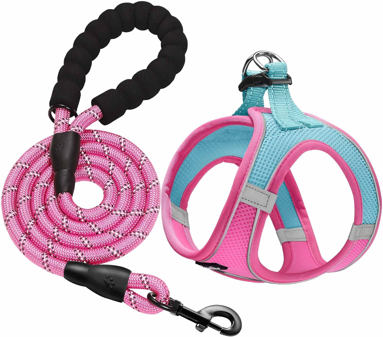 haapaw-dog-harness-with-leash-set-no-pull-adjustable-reflective-step-in-puppy-harness-with-thickened-padded-vest-for-extra-small-small-medium-dogs