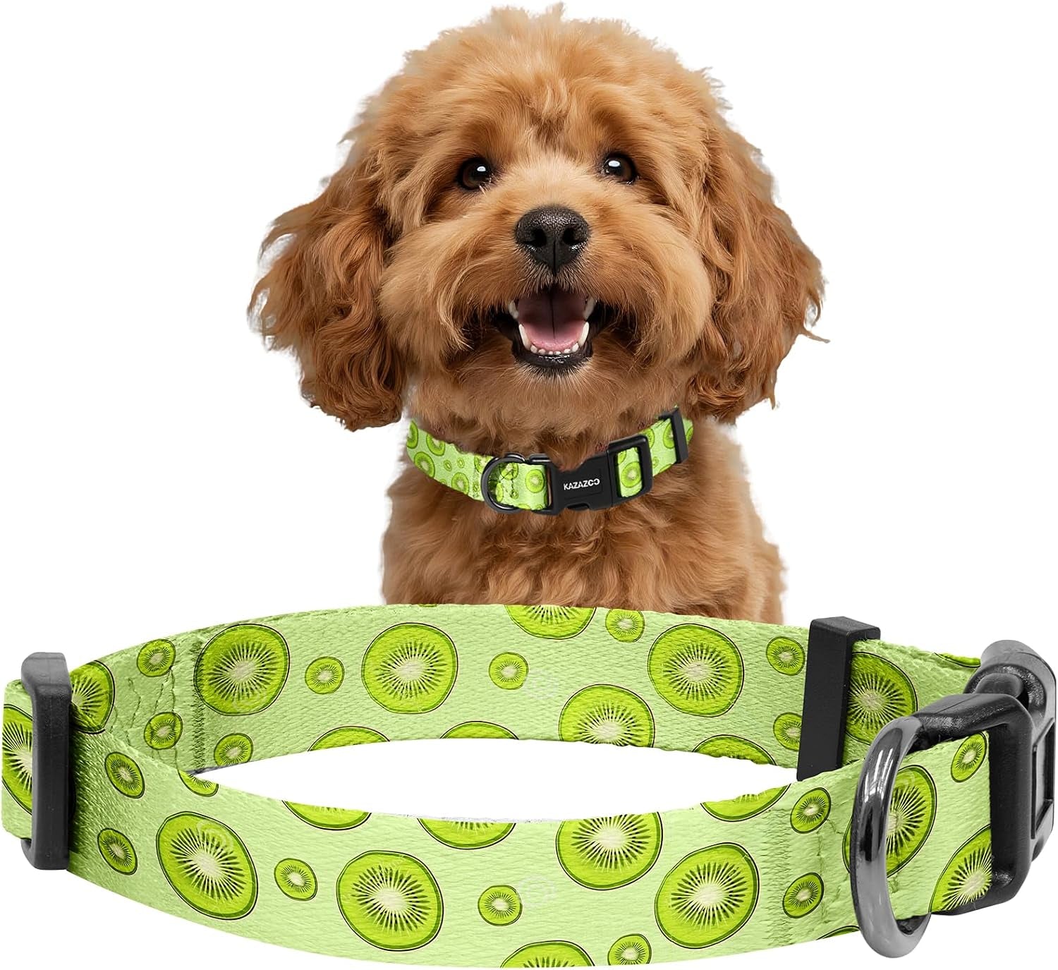 kazazoo-dog-collar-cute-and-soft-nylon-puppy-collar-girl-dogs-adjustable-purple-dog-collars-for-medium-dogs-purple-flowers-m
