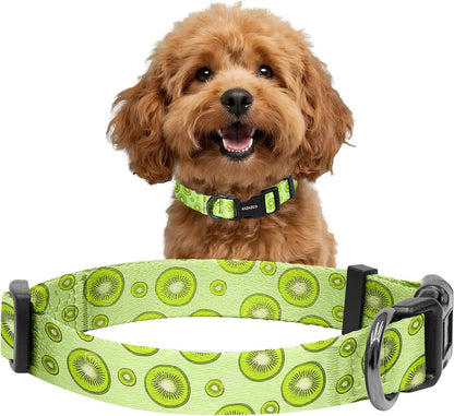 Kazazoo Dog Collar Cute and Soft Nylon Puppy Collar Girl Dogs, Adjustable Purple Dog Collars for Medium Dogs, Purple Flowers-M48
