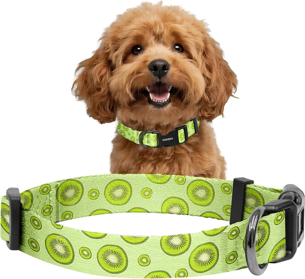 Kazazoo Dog Collar Cute and Soft Nylon Puppy Collar Girl Dogs, Adjustable Purple Dog Collars for Medium Dogs, Purple Flowers-M48