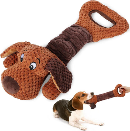 Interactive Tug of War Puppy Toys,Squeaky Pull Toys for Indoor/Outdoor Use Puppy Chew Toys for Teething Plush with Crinkle Paper for Small and Medium1