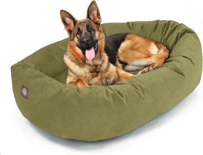 Majestic Pet 32 Inch Suede Calming Dog Bed Washable – Cozy Soft round Dog Bed with Spine Support for Dogs to Rest Their Head - Fluffy Donut Dog Bed 32X23X7 (Inch) - round Pet Bed Medium – Sage24