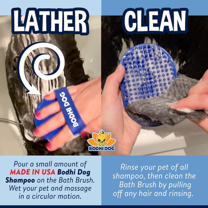 Bodhi Dog Shampoo Brush - Pet Grooming & Bath Supplies for Dogs and Cats - Bath Brush for Long & Short Hair - Premium Scrubber for Shower, Showerhead, Sprayer & Bathing (One Pack, Blue)3