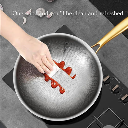 Titanium Hammered Wok, No Coating Non Stick Titanium Cookware, Durable Scratch-Resistant Titanium Frying Pans, Even Heating for Cooking with All Cooktops, Dishwasher Safe,No Lid,10.23In5