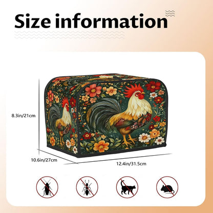 Animal Rooster Flower Toaster Cover 4 Slice Wide Slot Washable Kitchen Appliance Covers Fingerprint Bread Machine Dust Cover Small Toaster Oven Accessories Covers Bread Maker Bag Women Gift5