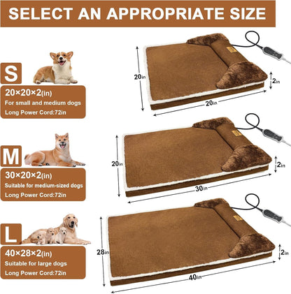 Heated Pet Bed for Cat & Puppy, 20×20In Dog Beds with Memory Foam Pet Bed, Nine Gears Smart Switch Dog Sofa with Timer, Washable Removable Cotton Sleeve, Soft and Comfortable2