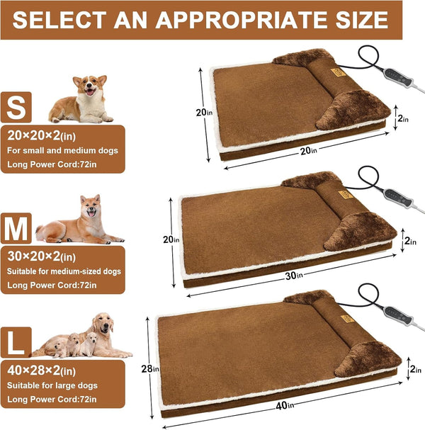 Heated Pet Bed for Cat & Puppy, 20×20In Dog Beds with Memory Foam Pet Bed, Nine Gears Smart Switch Dog Sofa with Timer, Washable Removable Cotton Sleeve, Soft and Comfortable2
