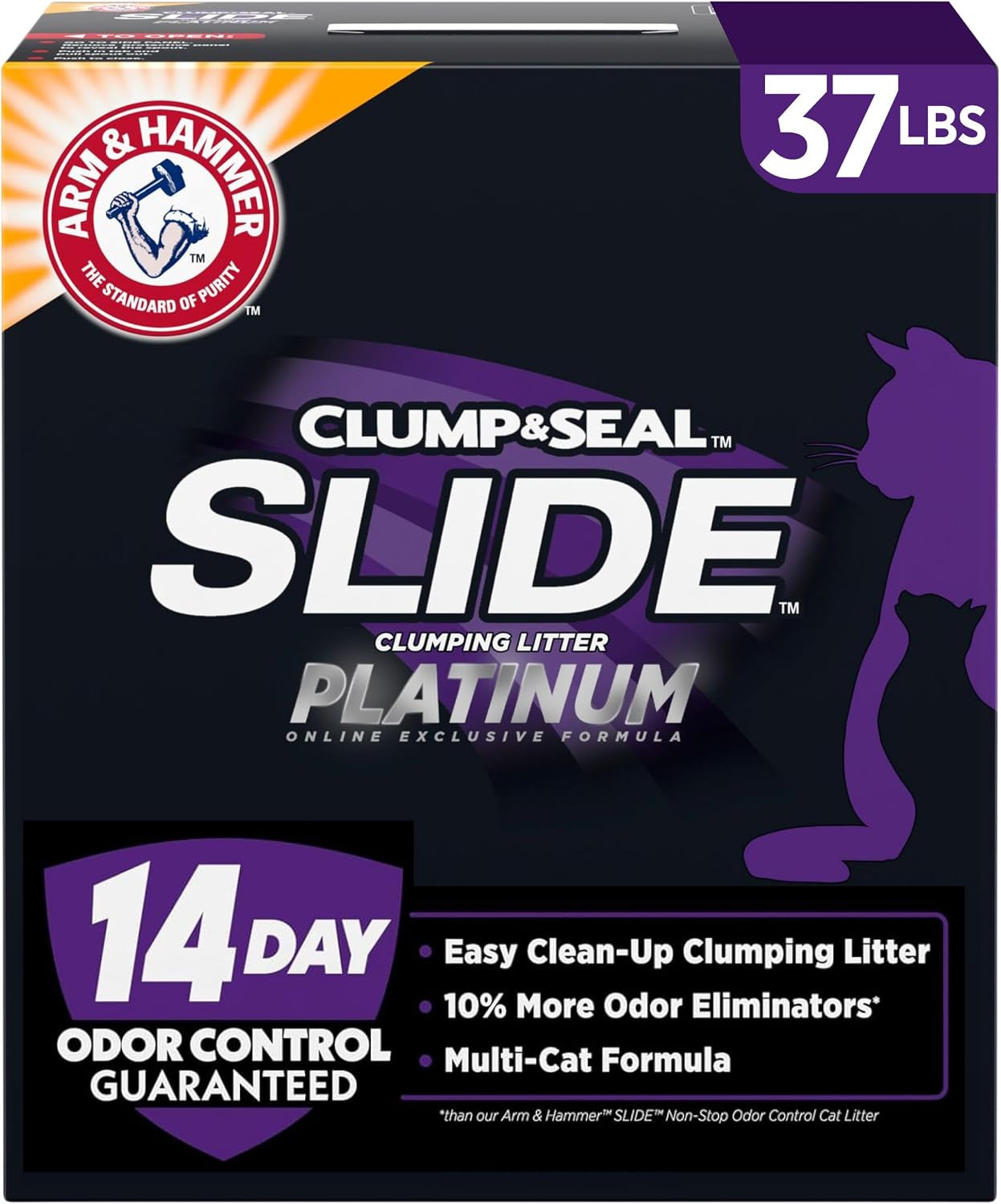 arm-hammer-slide-platinum-easy-clean-up-clumping-cat-litter-37-lbs-24-7-odor-control-triple-action-freshness-non-stick-low-tracking-multi-cat-formula-scented