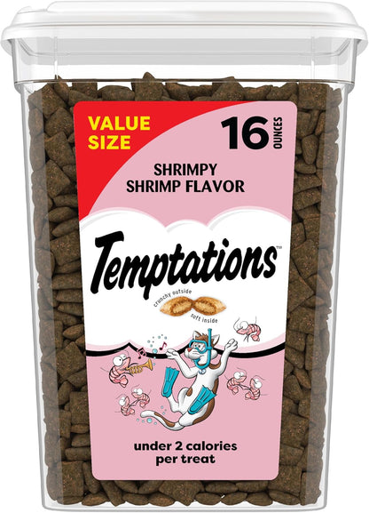 Temptations Classic Crunchy Cat Treats, Shrimpy Shrimp, 16 Oz | under 2 Calories per Treat, 100% Complete & Balanced Adult Cat, Resealable Stay-Fresh Tub, Use as Snack, Meal, or Food Topper1
