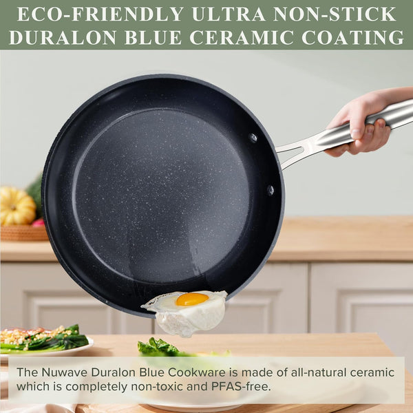 Healthy Duralon Blue Ceramic Nonstick Cookware Set, Diamond Infused Scratch-Resistant, PFAS Free, Dishwasher & Oven Safe, Induction Ready & Evenly Heats, Tempered Glass Lids & Stay-Cool Handles | Scratch-Resistant, Dishwasher & Oven Safe, Induction Ready & Evenly Heats, Tempered Glass Lids & Stay-Cool Handles6