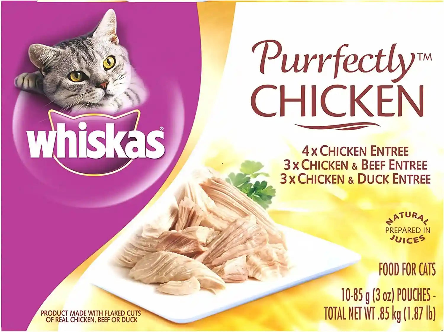 whiskas-purrfectly-chicken-wet-cat-food-pouches-3-oz-24-count-real-chicken-in-natural-juices-natural-ingredients-flake-texture-nutritionally-complete-for-adult-cats-flavor-lock-pouch