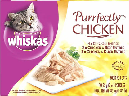 Whiskas Purrfectly Chicken Wet Cat Food Pouches, 3 Oz, 24 Count | Real Chicken in Natural Juices, Natural Ingredients, Flake Texture, Nutritionally Complete for Adult Cats, Flavor-Lock Pouch5