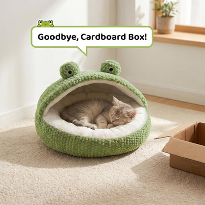 CWV Cute Cat Beds Kitten Beds, Soft Small Dog Beds, Washable Pet Beds for Puppy and Kitty, Funny Frog Cat Cave, 23 Inches8