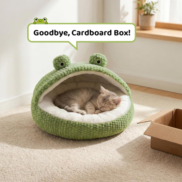 CWV Cute Cat Beds Kitten Beds, Soft Small Dog Beds, Washable Pet Beds for Puppy and Kitty, Funny Frog Cat Cave, 23 Inches8
