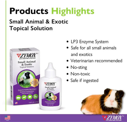 Zymox Small Animal & Exotic Topical Solution, 1.25 Oz. – Supports Healthy Skin & Ears for Dog, Cat, Rabbit, Guinea Pig, Ferret, Hamster, Chinchilla, Monkey4