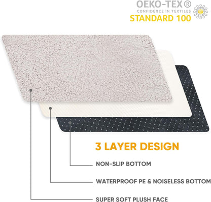 Sunheir Washable Extra Large Dog Bed Covers Soft Plush Replacement, Waterproof Dog Bed Liner, Pet Bed Cover with Zipper 44X32X3 Inches, Grey, Cover Only2