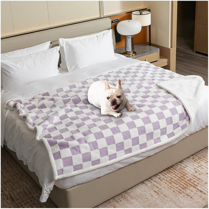 Waterproof Pet Blanket, Brown Checked Pets Throw Blankets for Dog Bed Covers Couch Sofa Stylish Jacquard for Puppy Cats Washable Reversible Furniture Protection Covers (Coffee Check,M)10