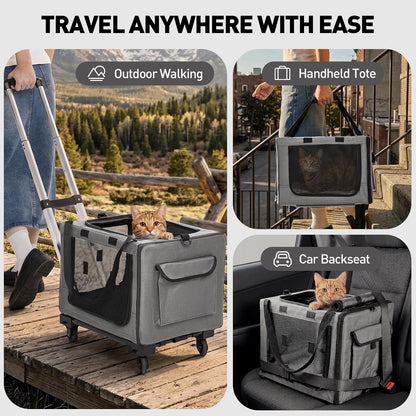 17In Wheeled Expandable Cat Carrier for Cats Small Dogs, Gray | Elescopic Rod, Expandable Side Room, Foldable Breathable Mesh, Portable Carrier for Indoor & Outdoor Pet Travel7