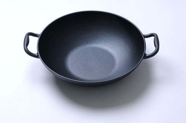 Cast Iron， Pre-Seasoned Wok 12.5" with Wood Spatula and Wood Lid2