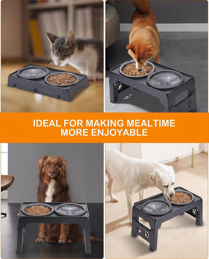 LALOBLUE Collapsible Dog Bowls Raised Elevated Adjust Stand | Elevated Dog Bowls, Dog Bowls Raised, Dog Bowls Elevated,5 Heights Adjustable Elevated Raised Dog Bowls Stand9
