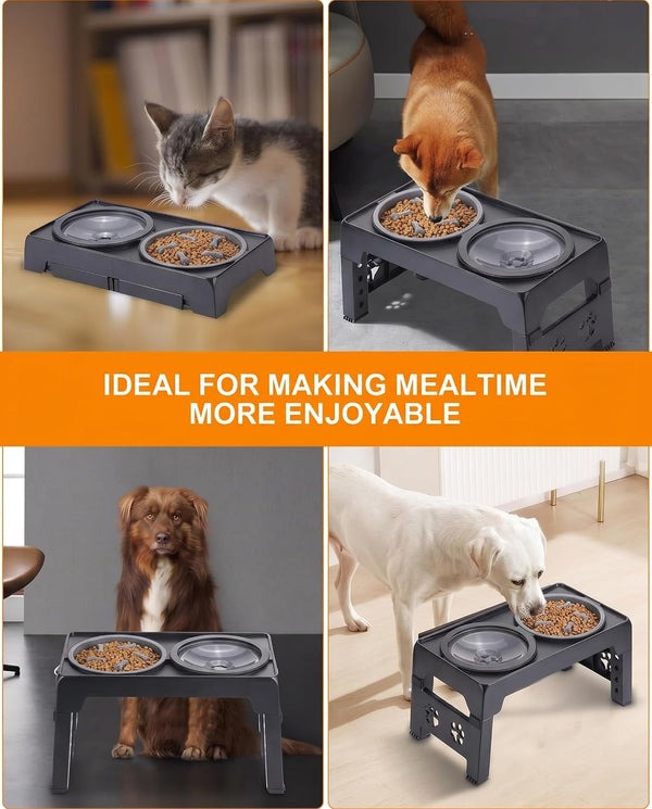 LALOBLUE Collapsible Dog Bowls Raised Elevated Adjust Stand | Elevated Dog Bowls, Dog Bowls Raised, Dog Bowls Elevated,5 Heights Adjustable Elevated Raised Dog Bowls Stand9