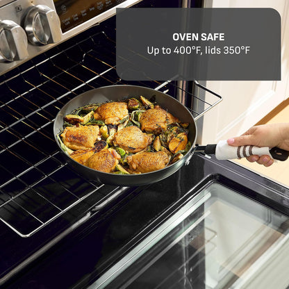 Ultimate Hard Anodized 12-Piece Ceramic Nonstick Cookware Set, Oven Safe up to 400°F, Ceramic Pots and Pans Set, Frying Pans, Saucepan, Stockpot, Cooking Utensils, Stone8