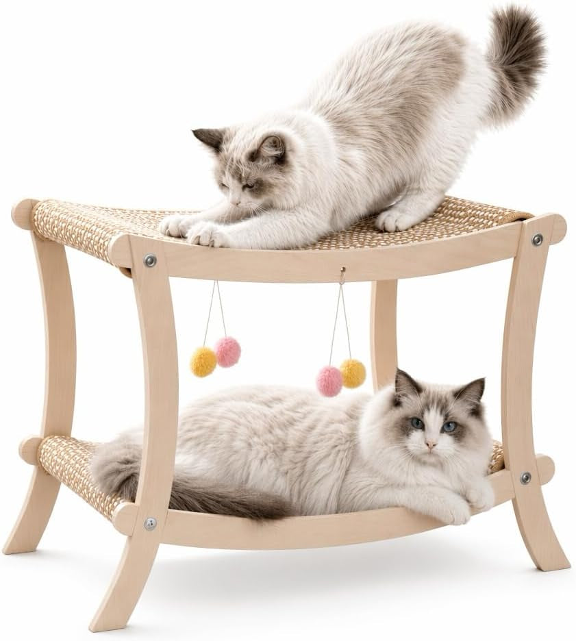 indoor-cat-scratcher-bed-double-layer-cat-hammock-with-toy-ball-wooden-sisal-cat-scratching-pad-for-cats-elevated-cat-lounge-for-claw-grinding-sleeping