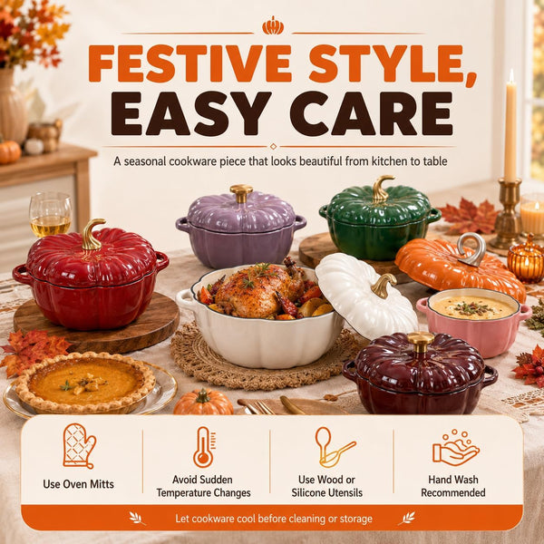 2026 New Pumpkin Dutch Oven - 1.6/2/4QT Enameled Pumpkin Cast Iron Dutch Oven Pot with Lid, Oven & Stove Safe for Soup Stew Baking Casserole (Green,4 QT)7